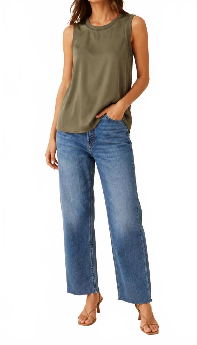 NEW GO BY GO SILK ruched silk tank top in green